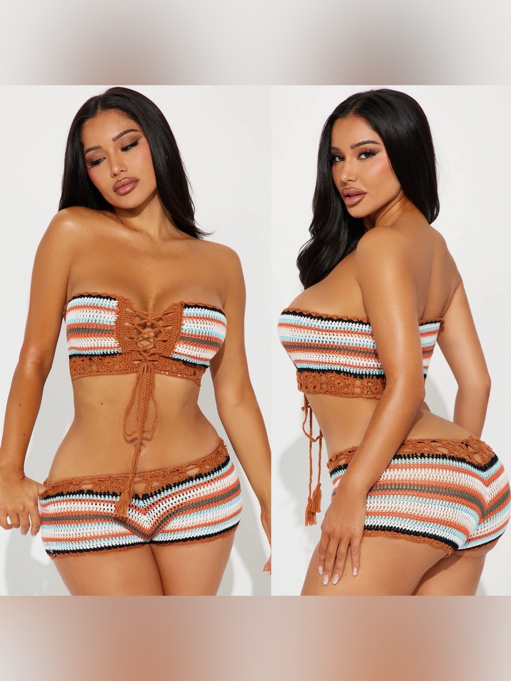 Fashion Nova | Crochet Halter Top & Shorts Set | NWOT | M